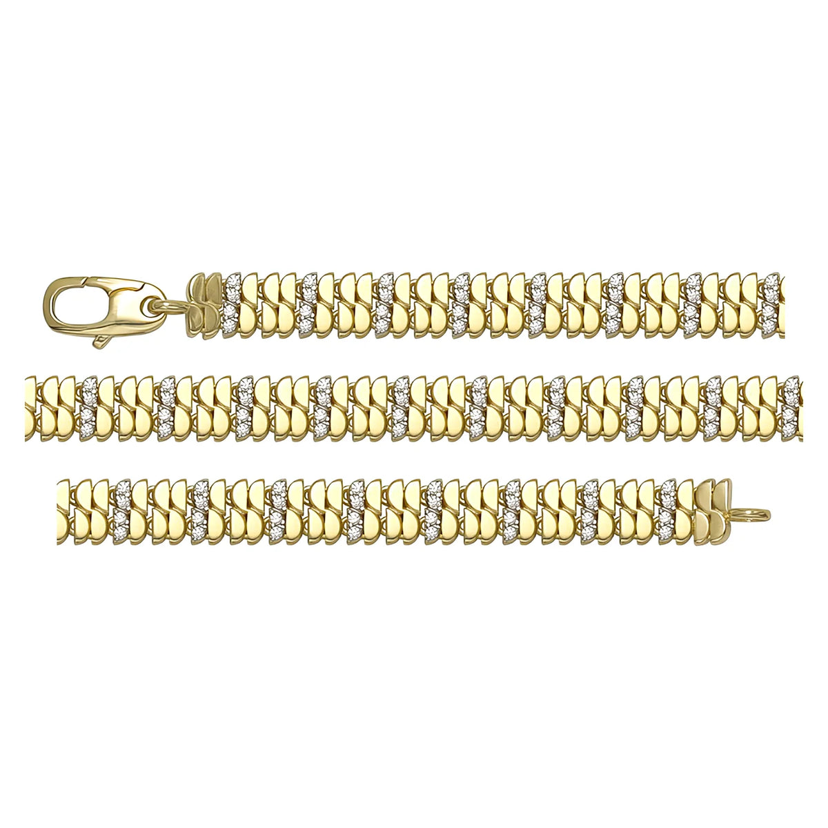 Solid gold braided bracelet, 9.25 g — shown in three rows across the frame.