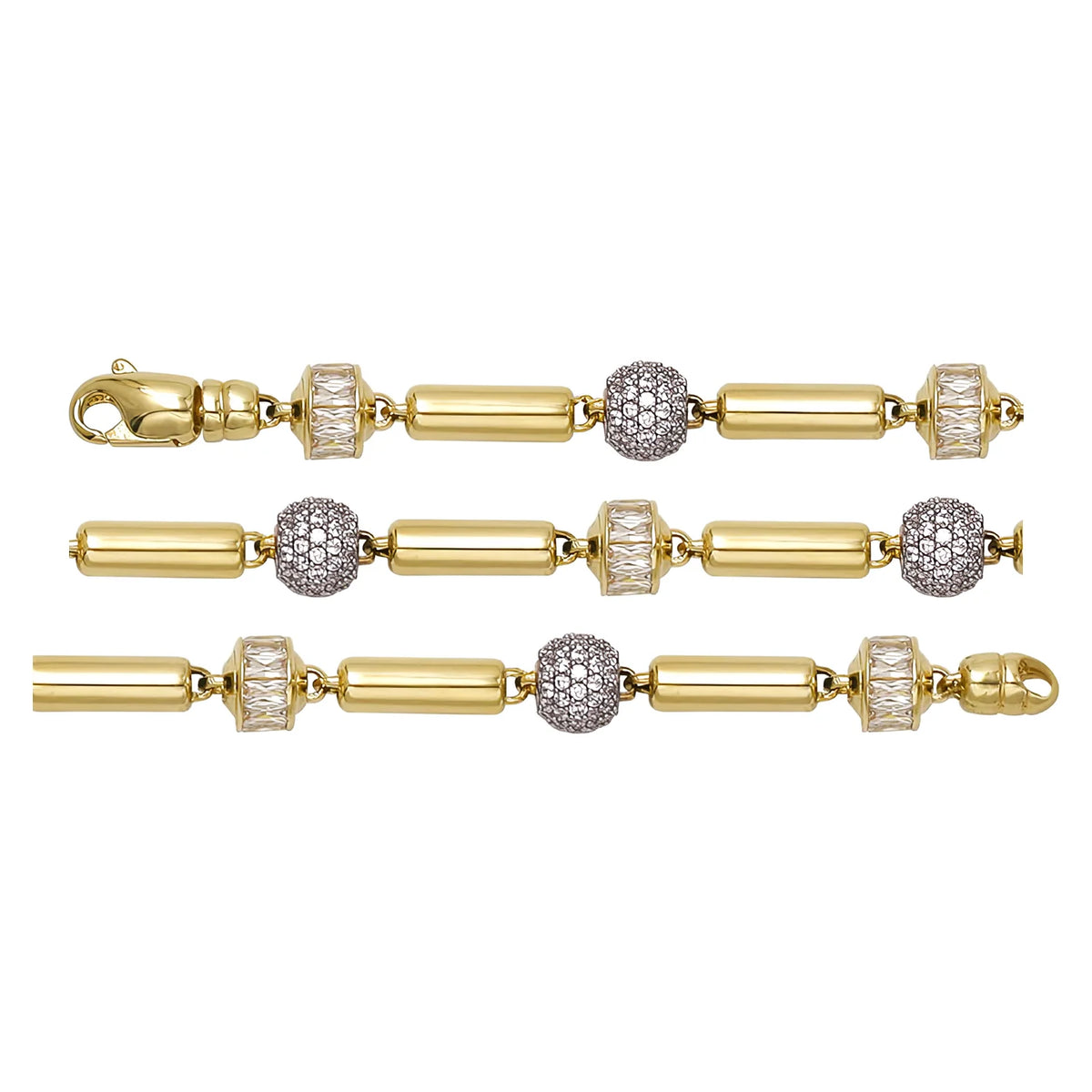 Solid gold bead bracelet, 11.70 g — shown in three rows across the frame.