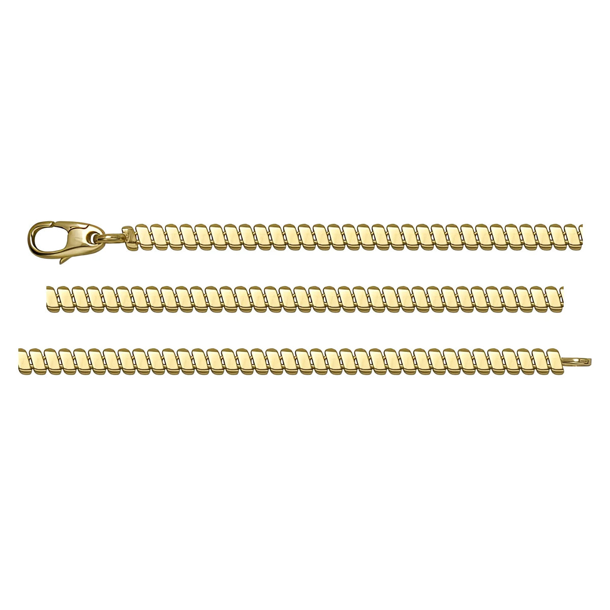 Solid gold braided bracelet, 4.15 g — shown in three rows across the frame.