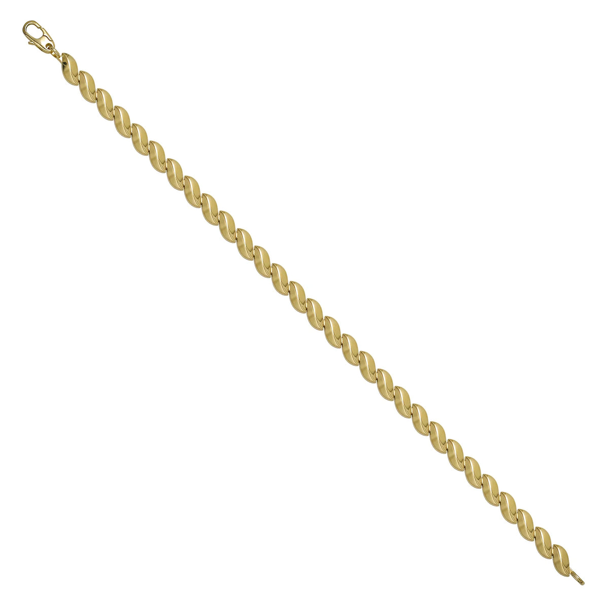 Solid gold braided bracelet, 4.95 g — shown at an angle across the frame.