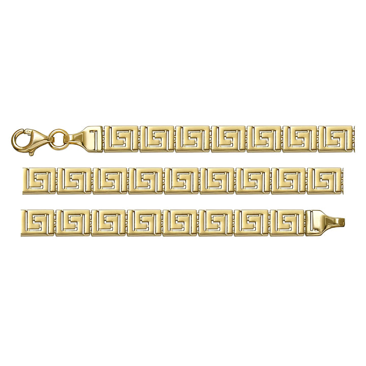 Solid gold fancy link bracelet, 6.45 g — shown in three rows across the frame.