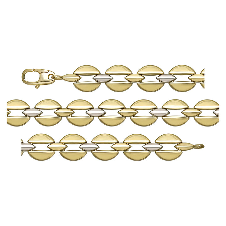 Solid gold fancy link bracelet, 6.90 g — shown in three rows across the frame.