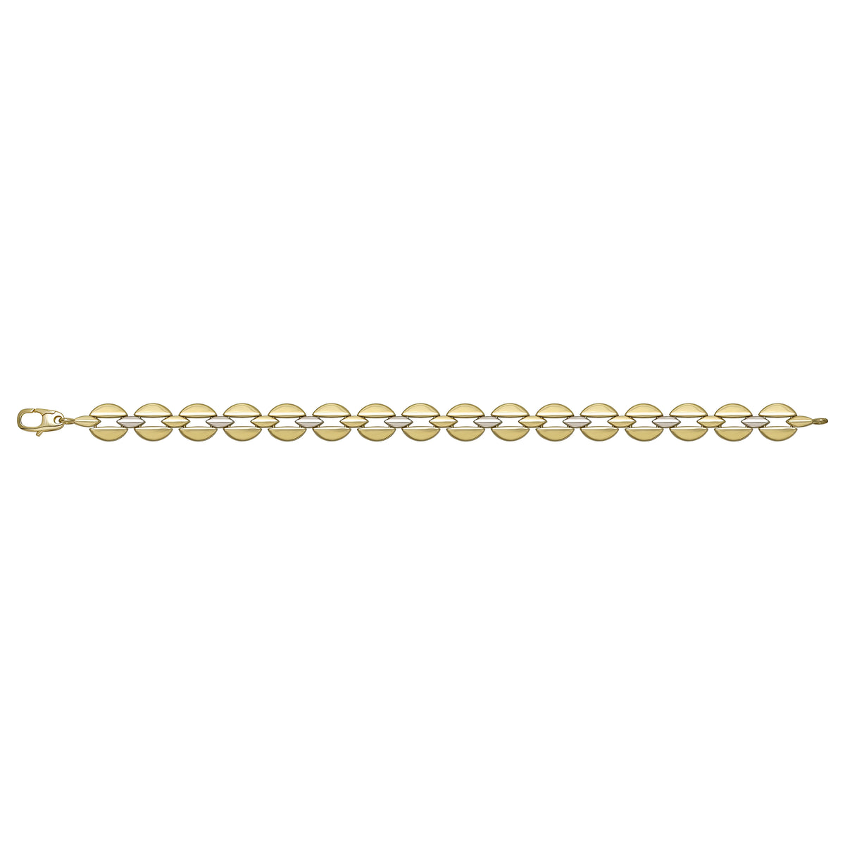 Solid gold fancy link bracelet, 6.90 g — shown square on a plain background.