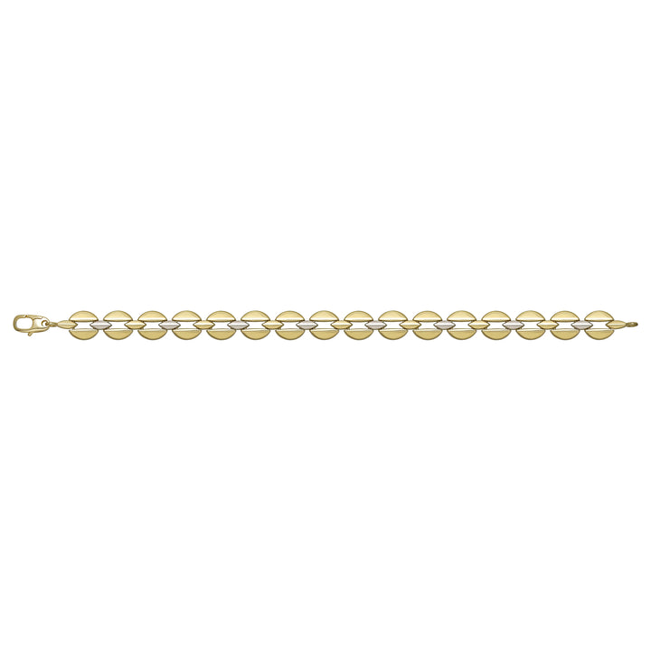 Solid gold fancy link bracelet, 6.90 g — shown square on a plain background.