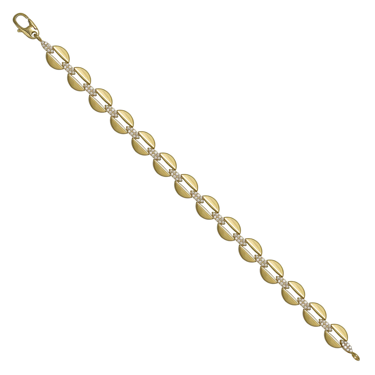 Solid gold fancy link bracelet, 7.70 g — shown at an angle across the frame.