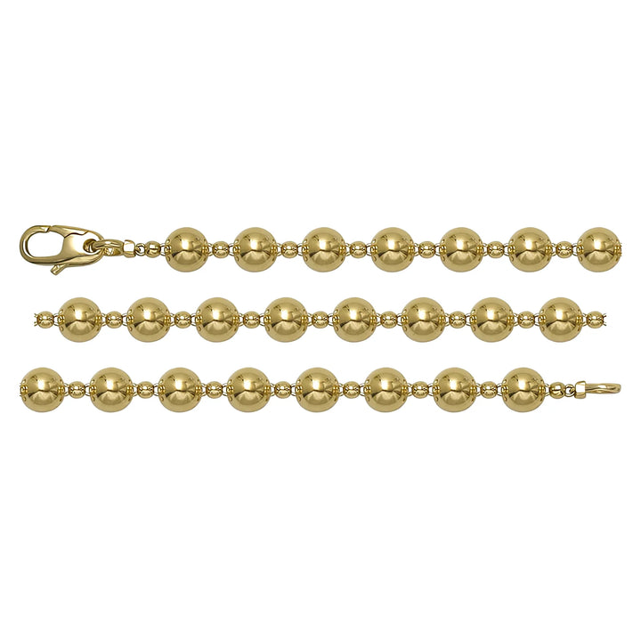 Solid gold bead bracelet, 5.70 g — shown in three rows across the frame.