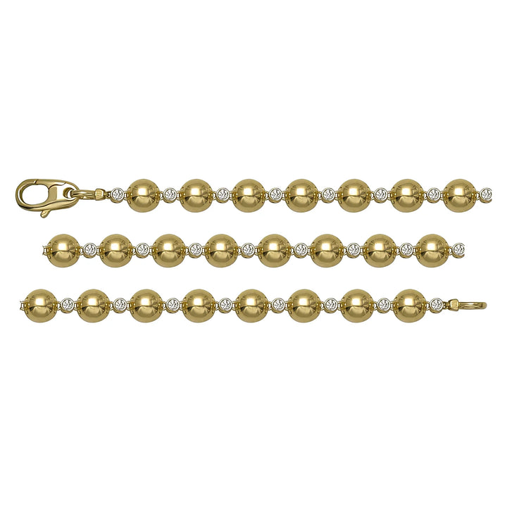 Solid gold bead bracelet, 6.05 g — shown in three rows across the frame.