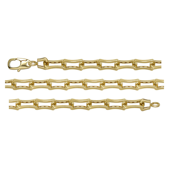 Solid gold fancy link bracelet, 5.60 g — shown in three rows across the frame.