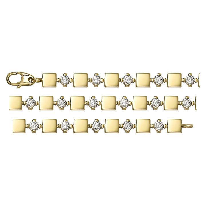 Solid gold id bracelet, 6.45 g — shown in three rows across the frame.