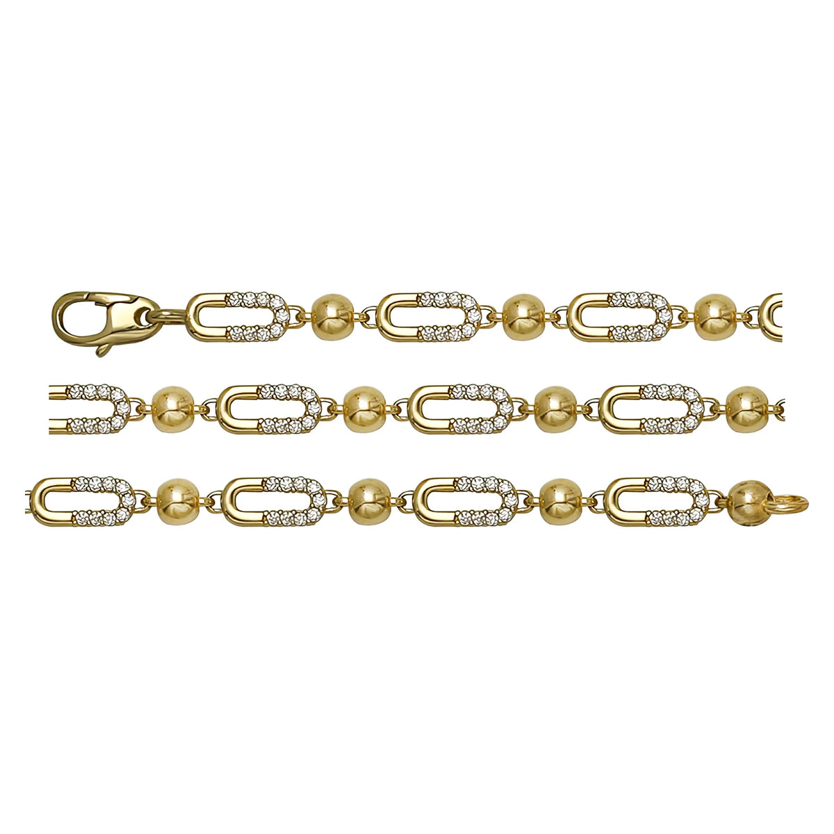Solid gold fancy link bracelet, 5.35 g — shown in three rows across the frame.