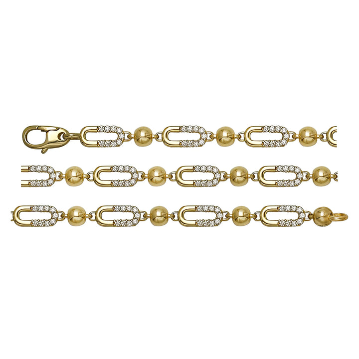 Solid gold fancy link bracelet, 5.35 g — shown in three rows across the frame.