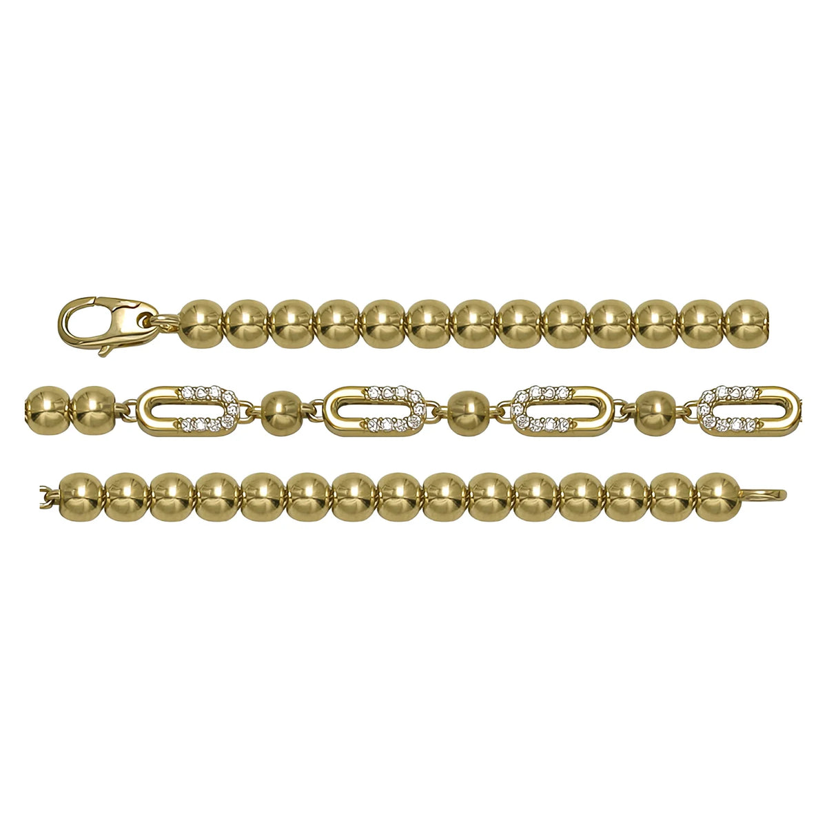 Solid gold fancy link bracelet, 6.10 g — shown in three rows across the frame.