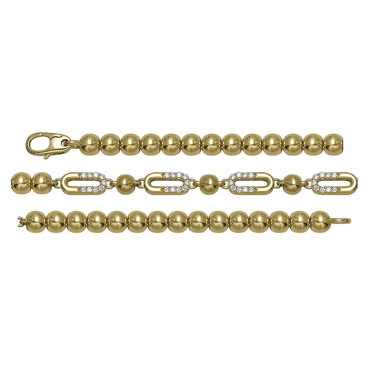 Solid gold fancy link bracelet, 6.10 g — shown in three rows across the frame.