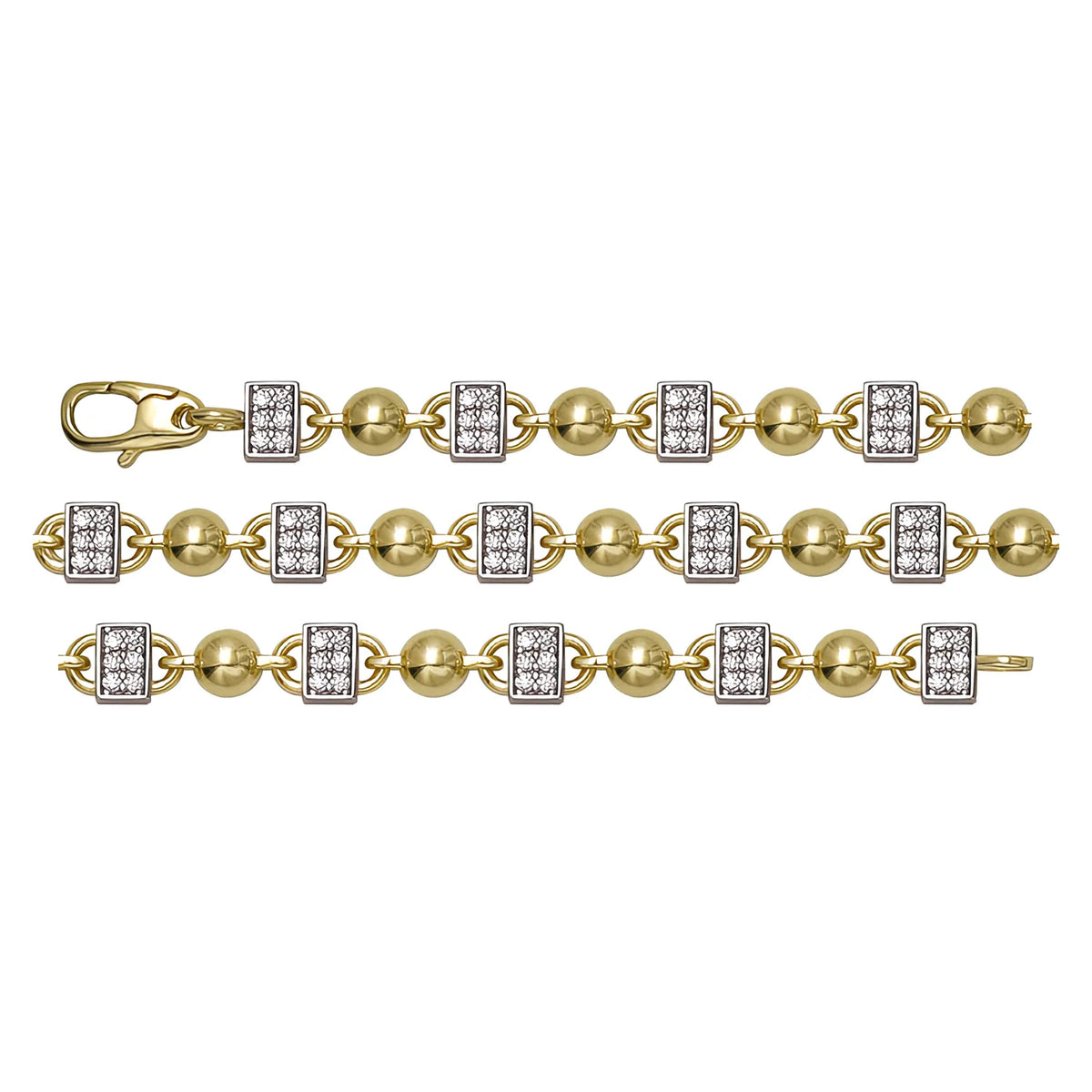 Solid gold bead bracelet, 6.80 g — shown in three rows across the frame.