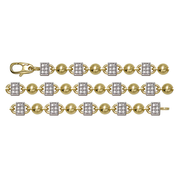 Solid gold bead bracelet, 6.80 g — shown in three rows across the frame.