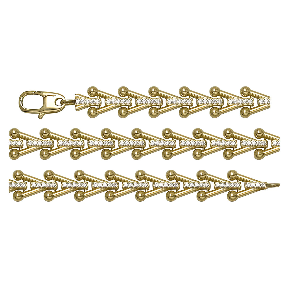 Solid gold herringbone bracelet, 8.05 g — shown in three rows across the frame.