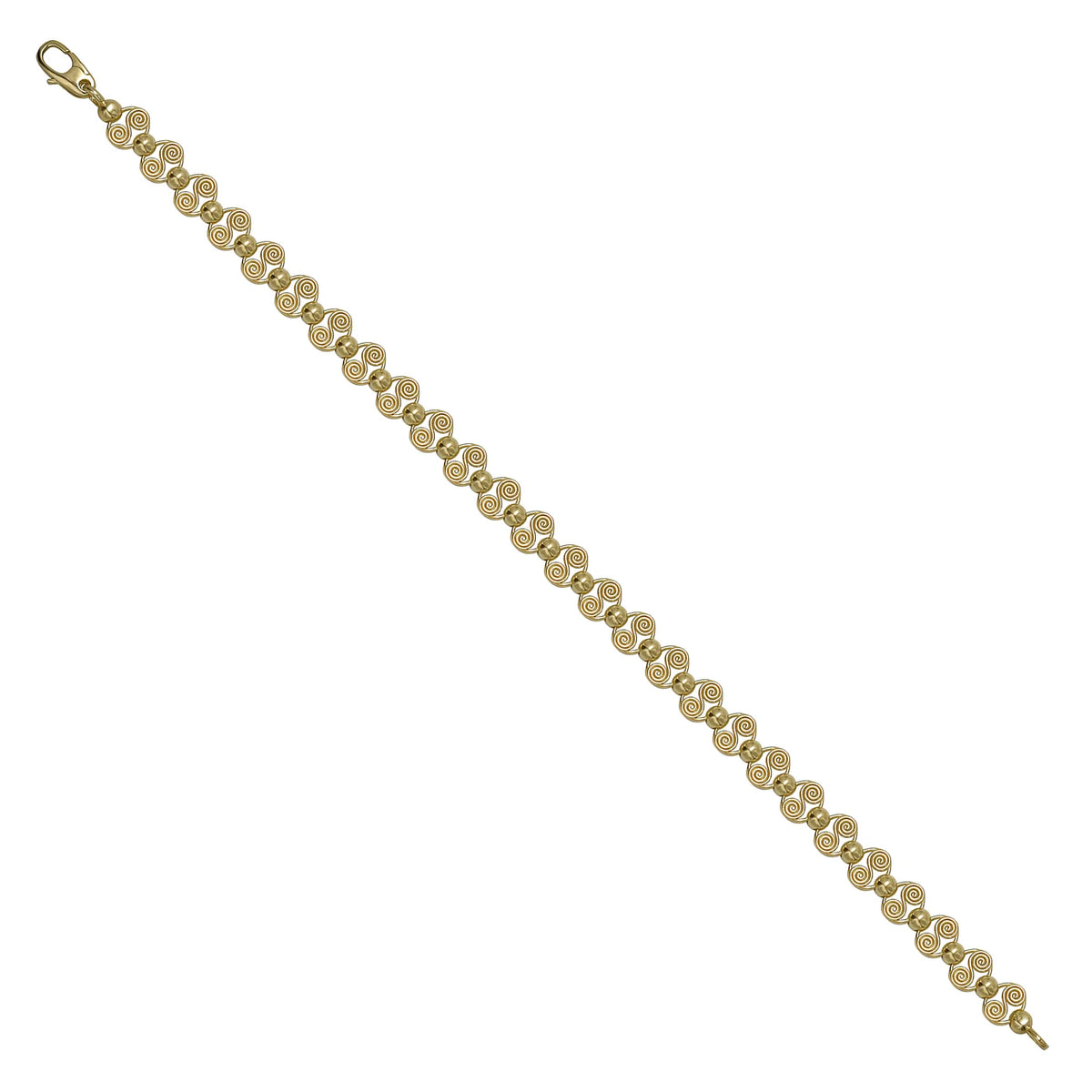 Solid gold fancy link bracelet, 7.35 g — shown at an angle across the frame.