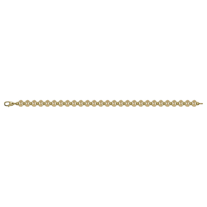Solid gold fancy link bracelet, 7.35 g — shown square on a plain background.