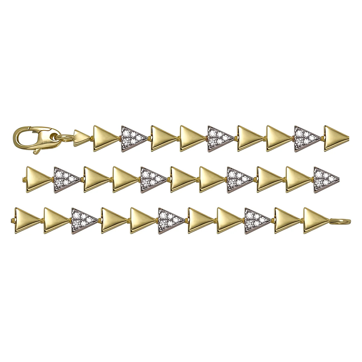 Solid gold fancy link bracelet, 5.90 g — shown in three rows across the frame.
