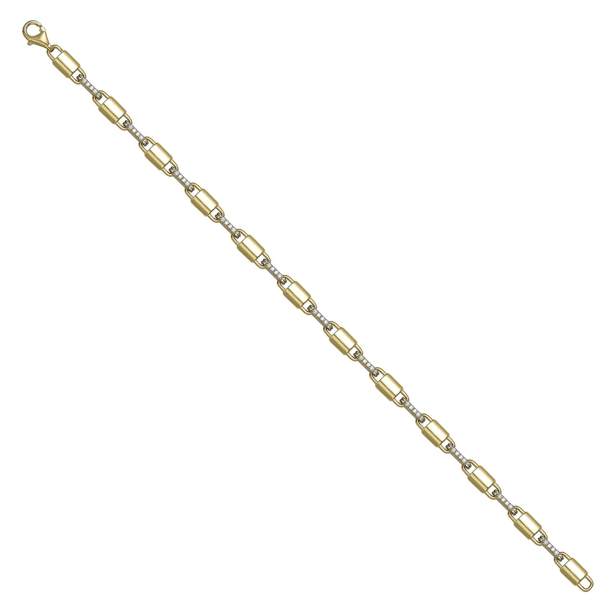 Solid gold bar link bracelet, 7.30 g — shown at an angle across the frame.
