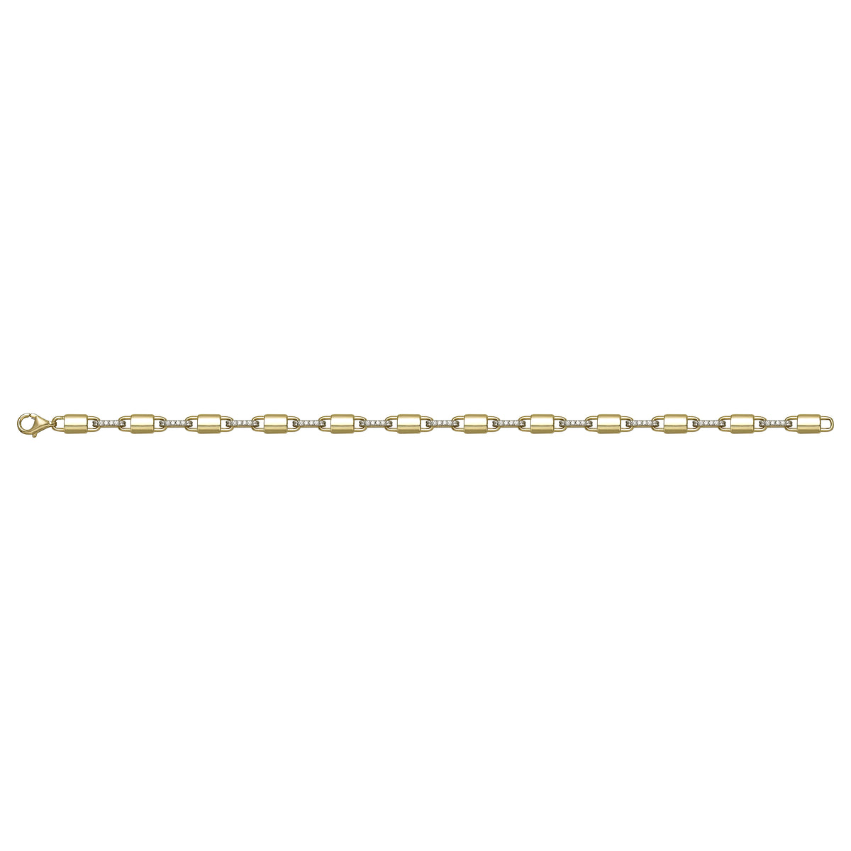 Solid gold bar link bracelet, 7.30 g — shown square on a plain background.