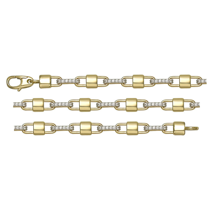 Solid gold bar link bracelet, 6.30 g — shown in three rows across the frame.