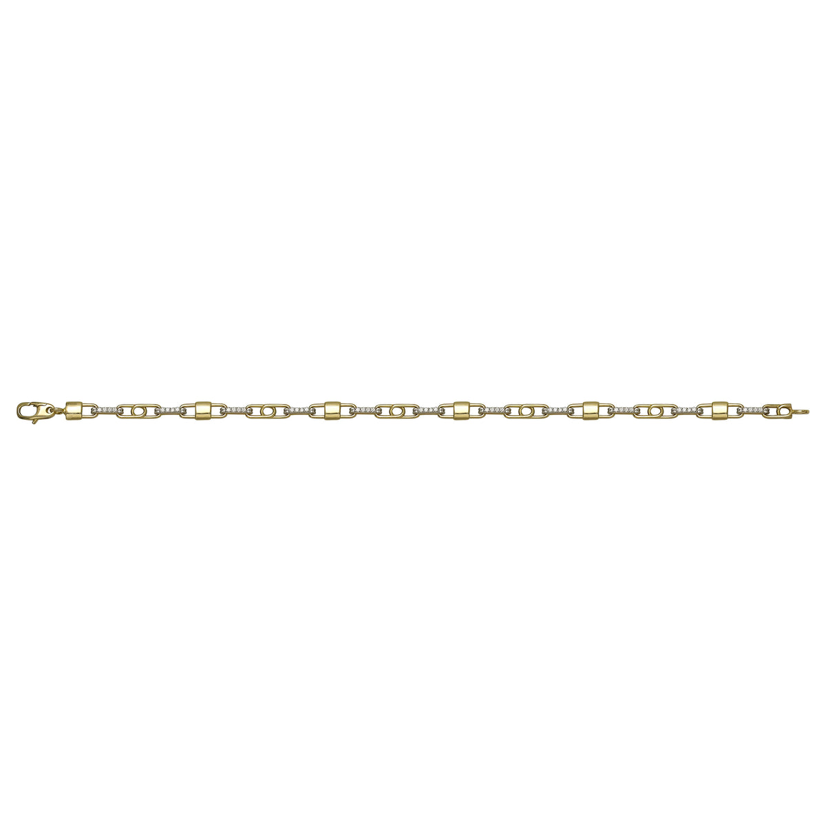 Solid gold fancy link bracelet, 5.30 g — shown square on a plain background.
