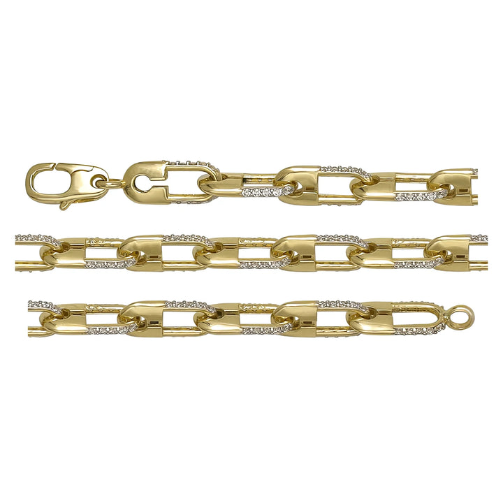 Solid gold fancy link bracelet, 8.85 g — shown in three rows across the frame.