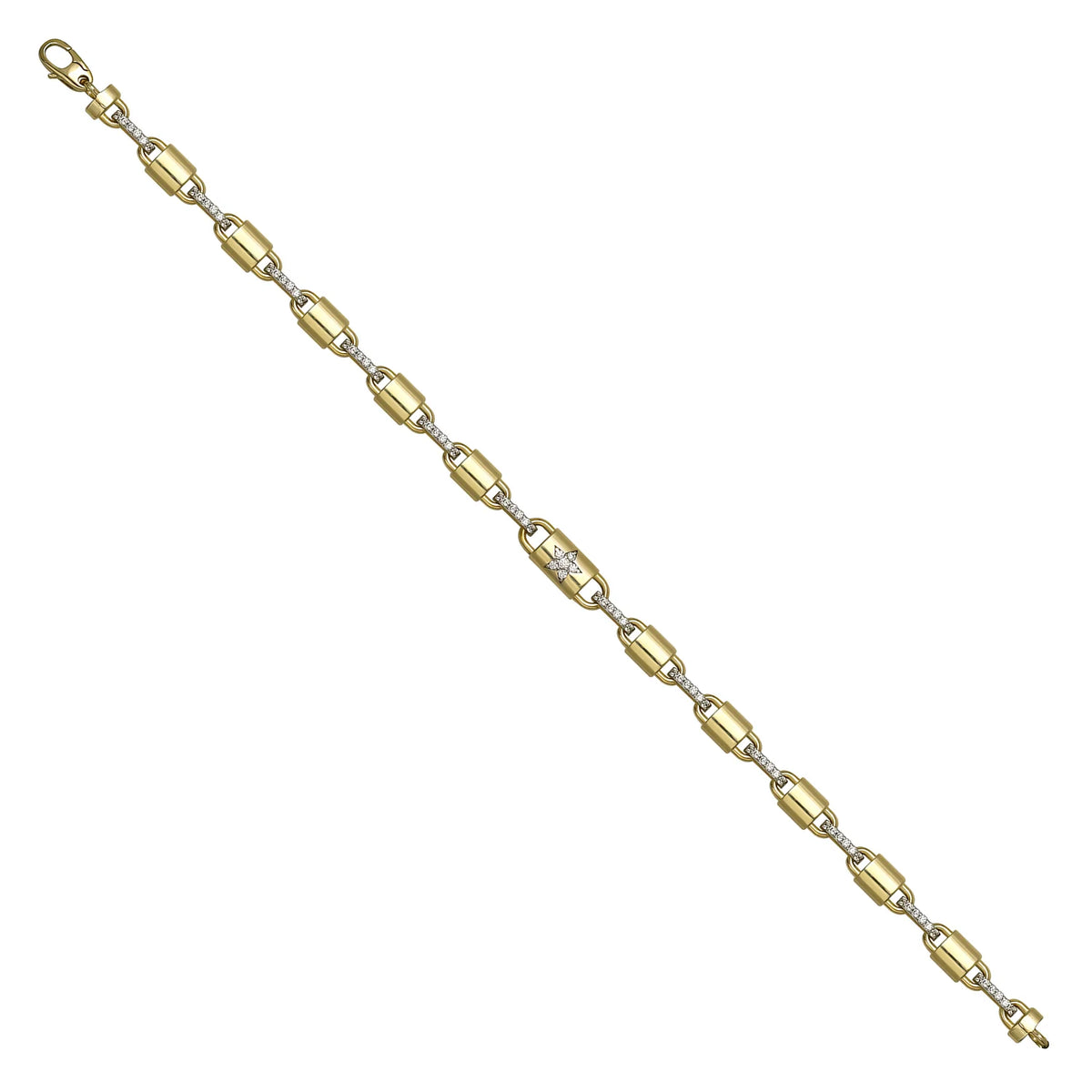 Solid gold fancy link bracelet, 7.85 g — shown at an angle across the frame.