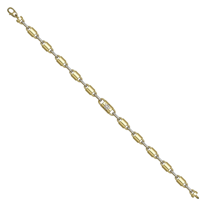 Solid gold fancy link bracelet, 7.85 g — shown at an angle across the frame.