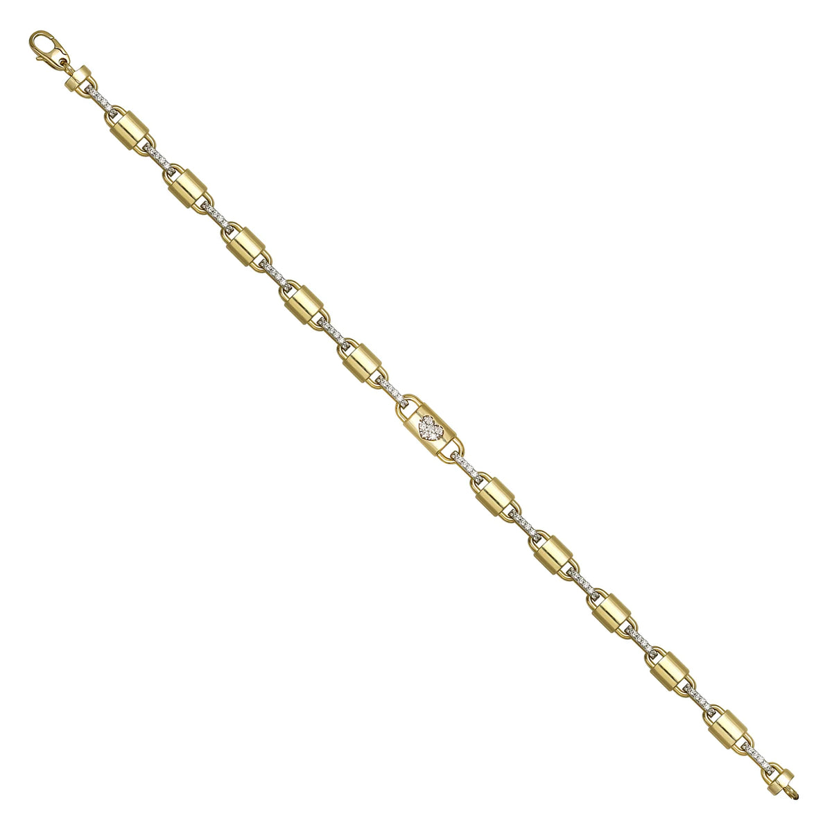 Solid gold fancy link bracelet, 7.15 g — shown at an angle across the frame.