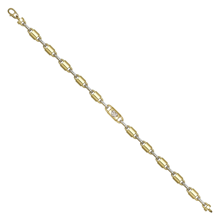 Solid gold fancy link bracelet, 7.15 g — shown at an angle across the frame.