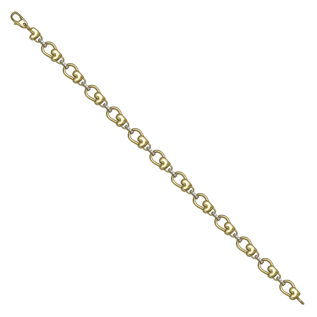 Solid gold fancy link bracelet, 7.10 g — shown at an angle across the frame.