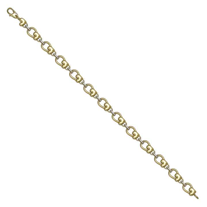Solid gold fancy link bracelet, 7.10 g — shown at an angle across the frame.