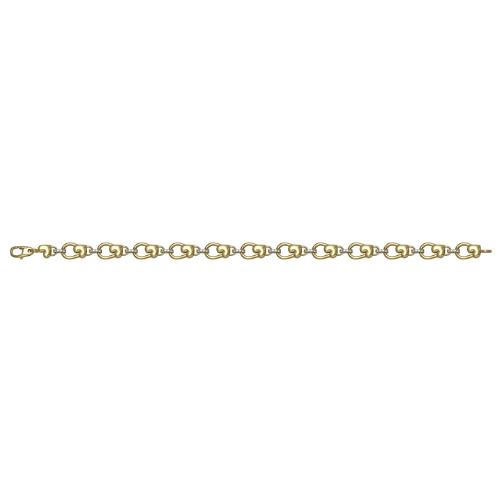 Solid gold fancy link bracelet, 7.10 g — shown square on a plain background.