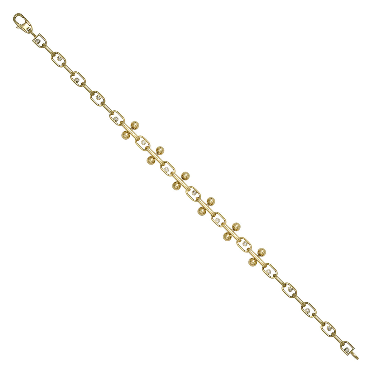 Solid gold fancy link bracelet, 6.90 g — shown at an angle across the frame.