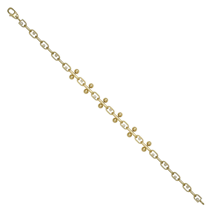 Solid gold fancy link bracelet, 6.90 g — shown at an angle across the frame.