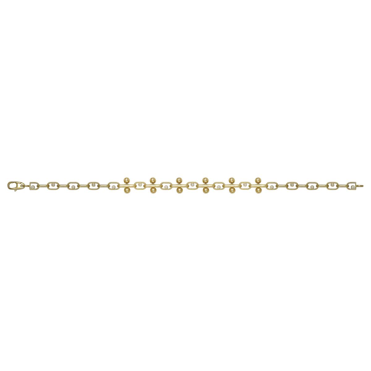 Solid gold fancy link bracelet, 6.90 g — shown square on a plain background.