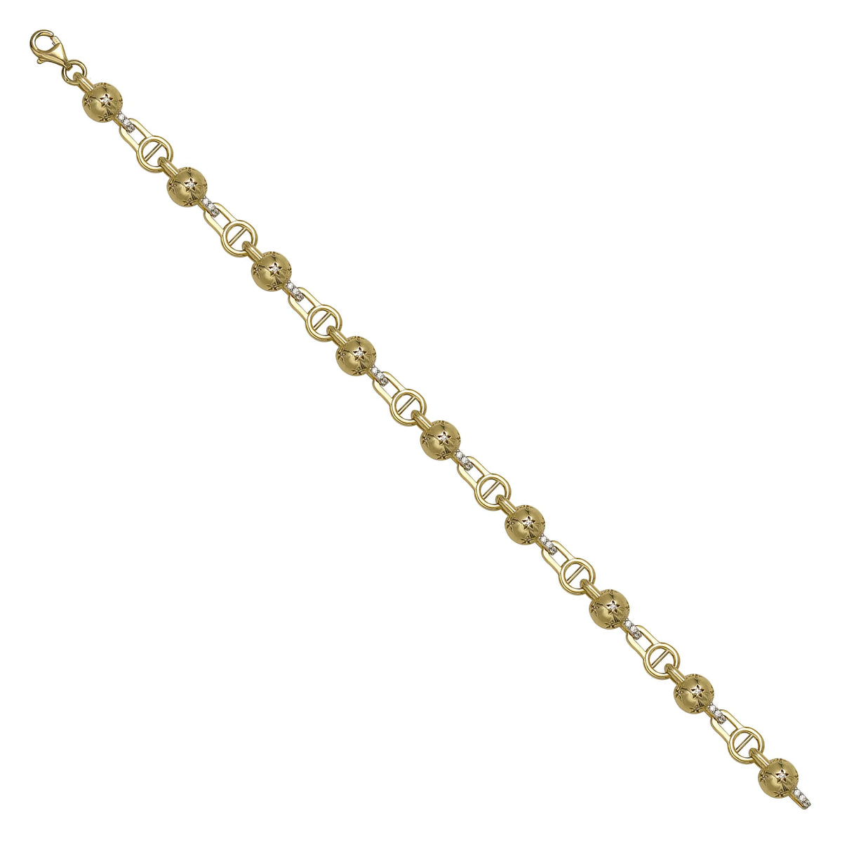 Solid gold bead bracelet, 9.30 g — shown at an angle across the frame.