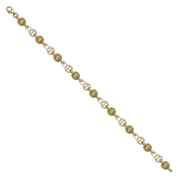 Solid gold bead bracelet, 9.30 g — shown at an angle across the frame.