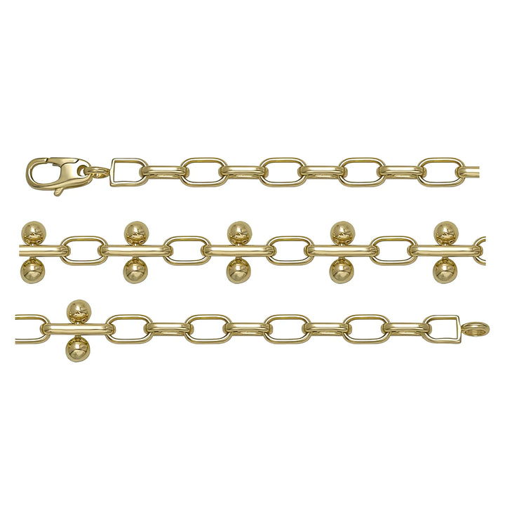 Solid gold fancy link bracelet, 6.00 g — shown in three rows across the frame.
