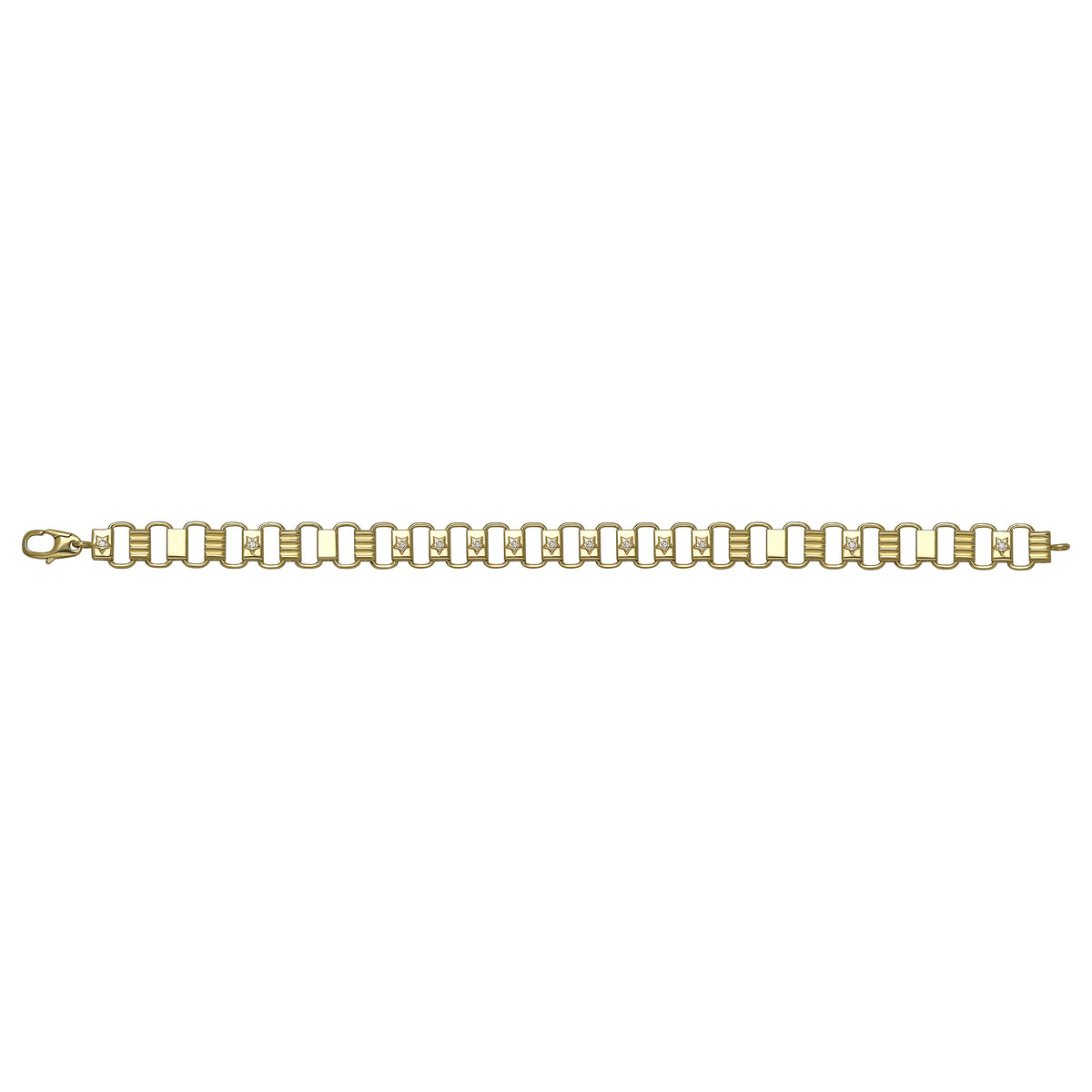 Solid gold bar link bracelet, 9.60 g — shown square on a plain background.