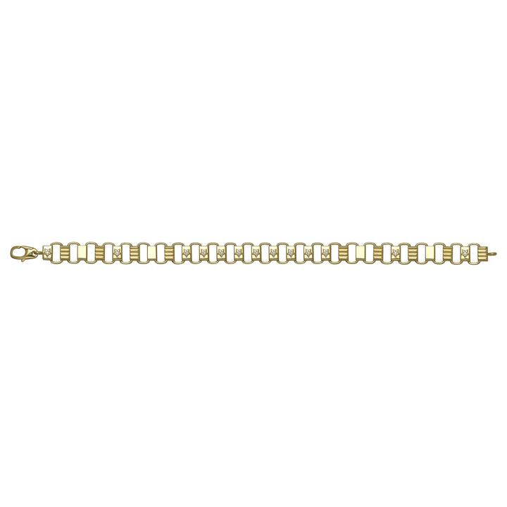 Solid gold bar link bracelet, 9.60 g — shown square on a plain background.