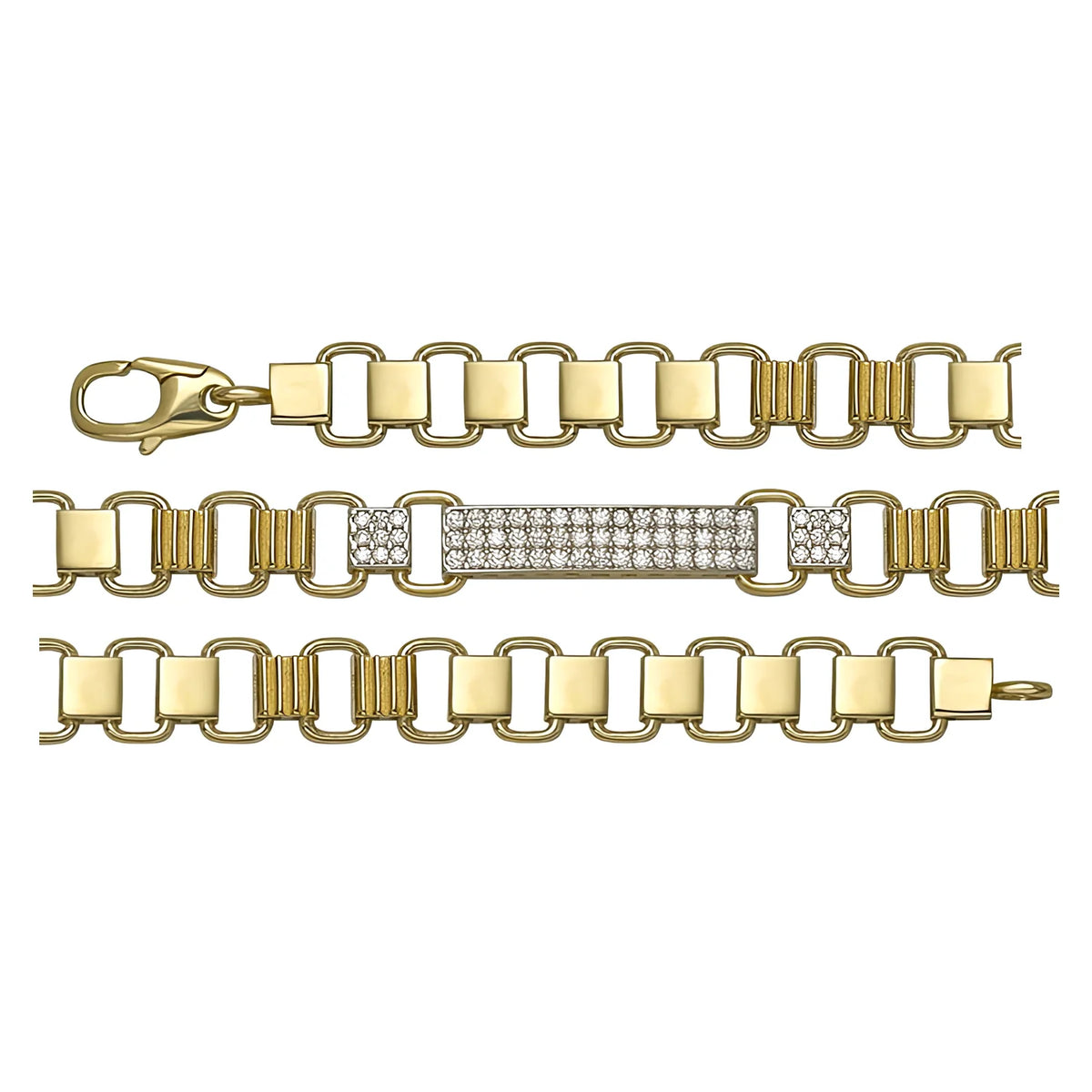 Solid gold id bracelet, 8.10 g — shown in three rows across the frame.