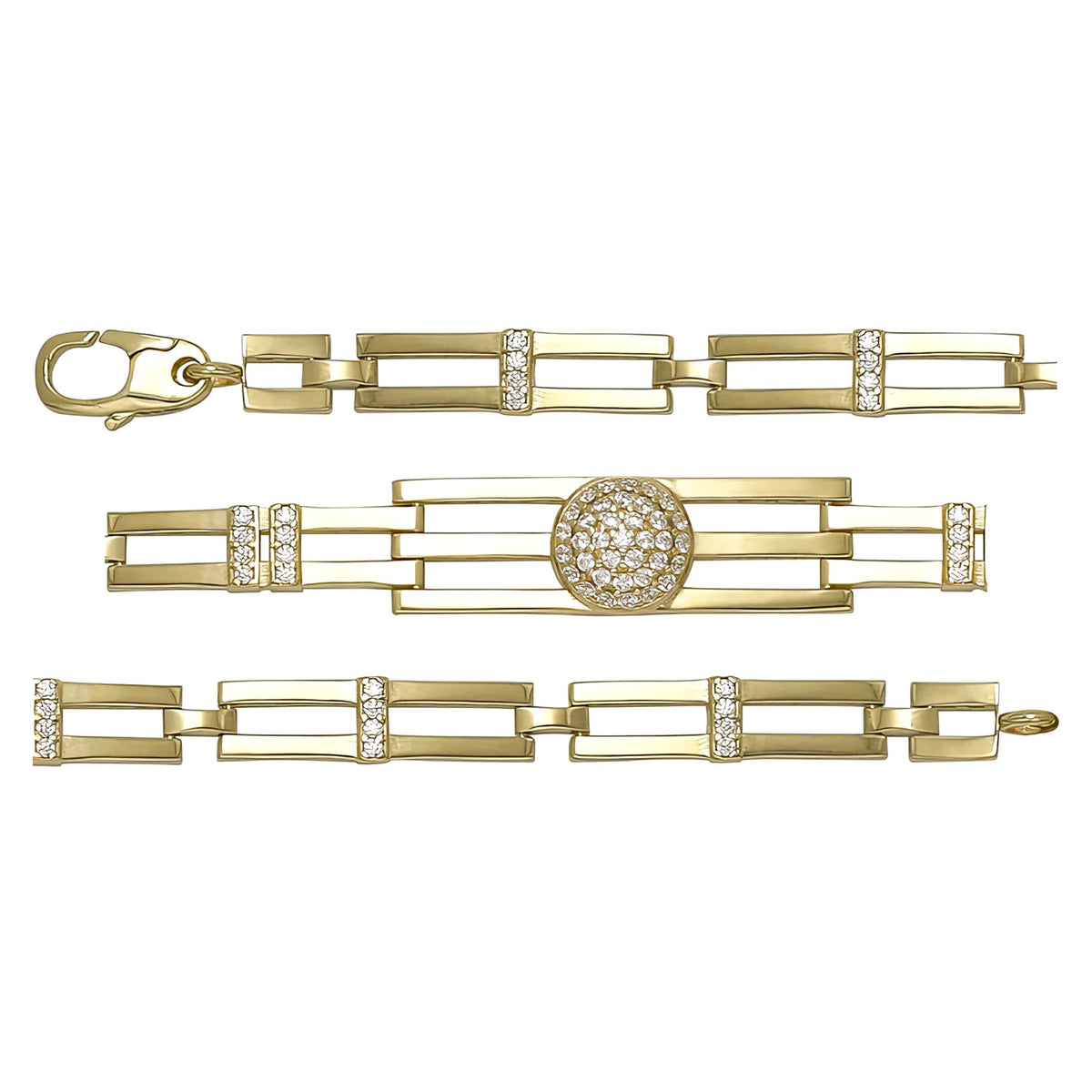 Solid gold bar link bracelet, 7.00 g — shown in three rows across the frame.