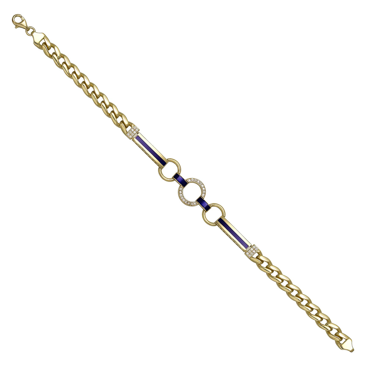 Solid gold fancy link bracelet, 7.40 g — shown at an angle across the frame.