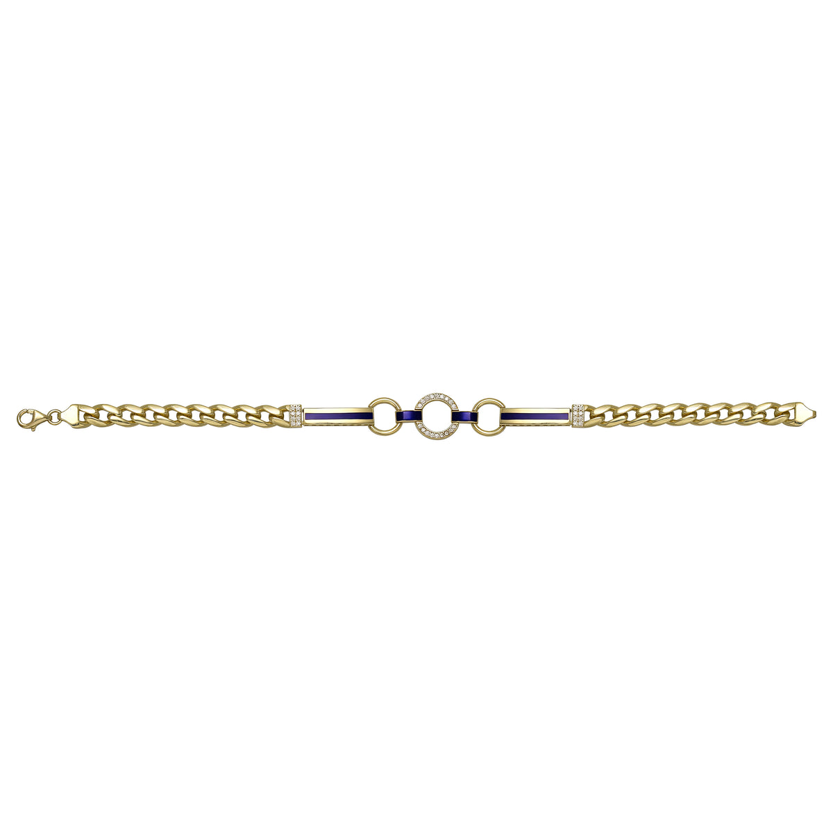 Solid gold fancy link bracelet, 7.40 g — shown square on a plain background.