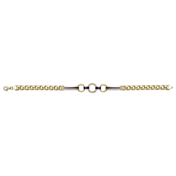 Solid gold fancy link bracelet, 7.40 g — shown square on a plain background.