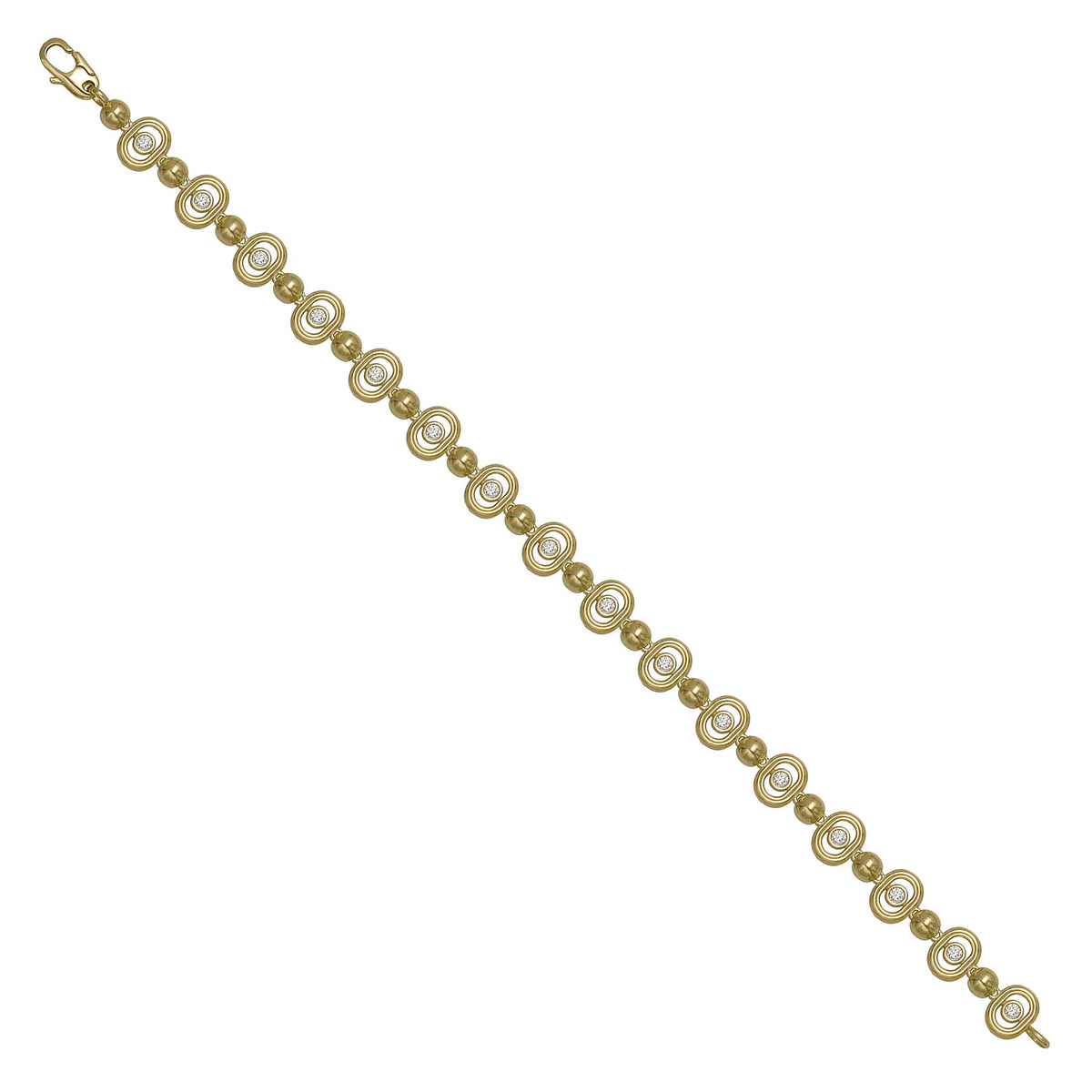 Solid gold fancy link bracelet, 7.65 g — shown at an angle across the frame.