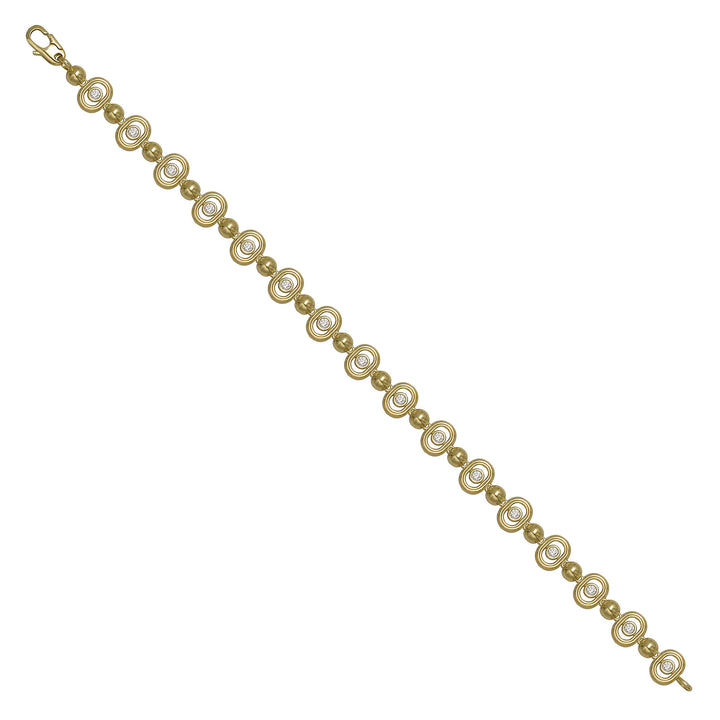 Solid gold fancy link bracelet, 7.65 g — shown at an angle across the frame.